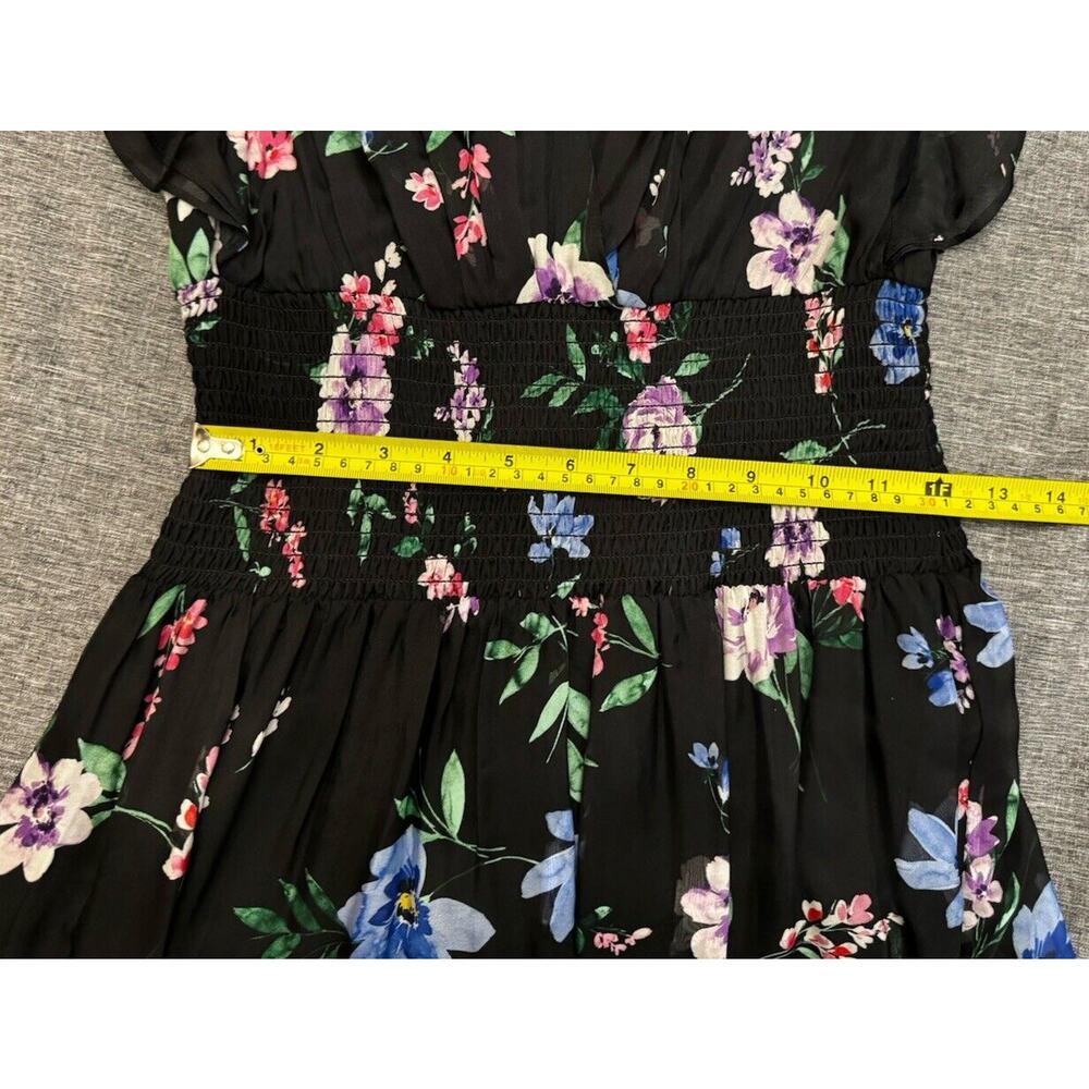 Shoshanna Women Black Floria Multi Soiree Floral Romantic Long Dress Size 2 - Picture 6 of 9